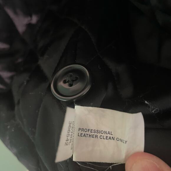 Vintage GAP Men's Distressed Black Leather Aviator Jacket Sherpa Collar Size L - Picture 13 of 13